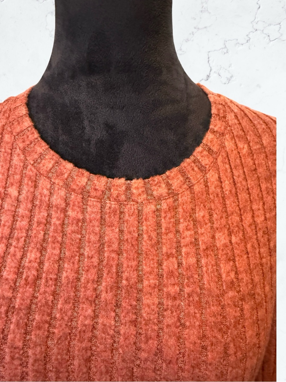 OFEEFAN Ribbed Knit Long Sleeve Tunic Dress Boho Casual Pockets Empire Waist M - Picture 5 of 13